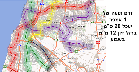 מפה רכבת קלה נת"ע גוש דן זרמים תועים זרם תועה טווח סיכון